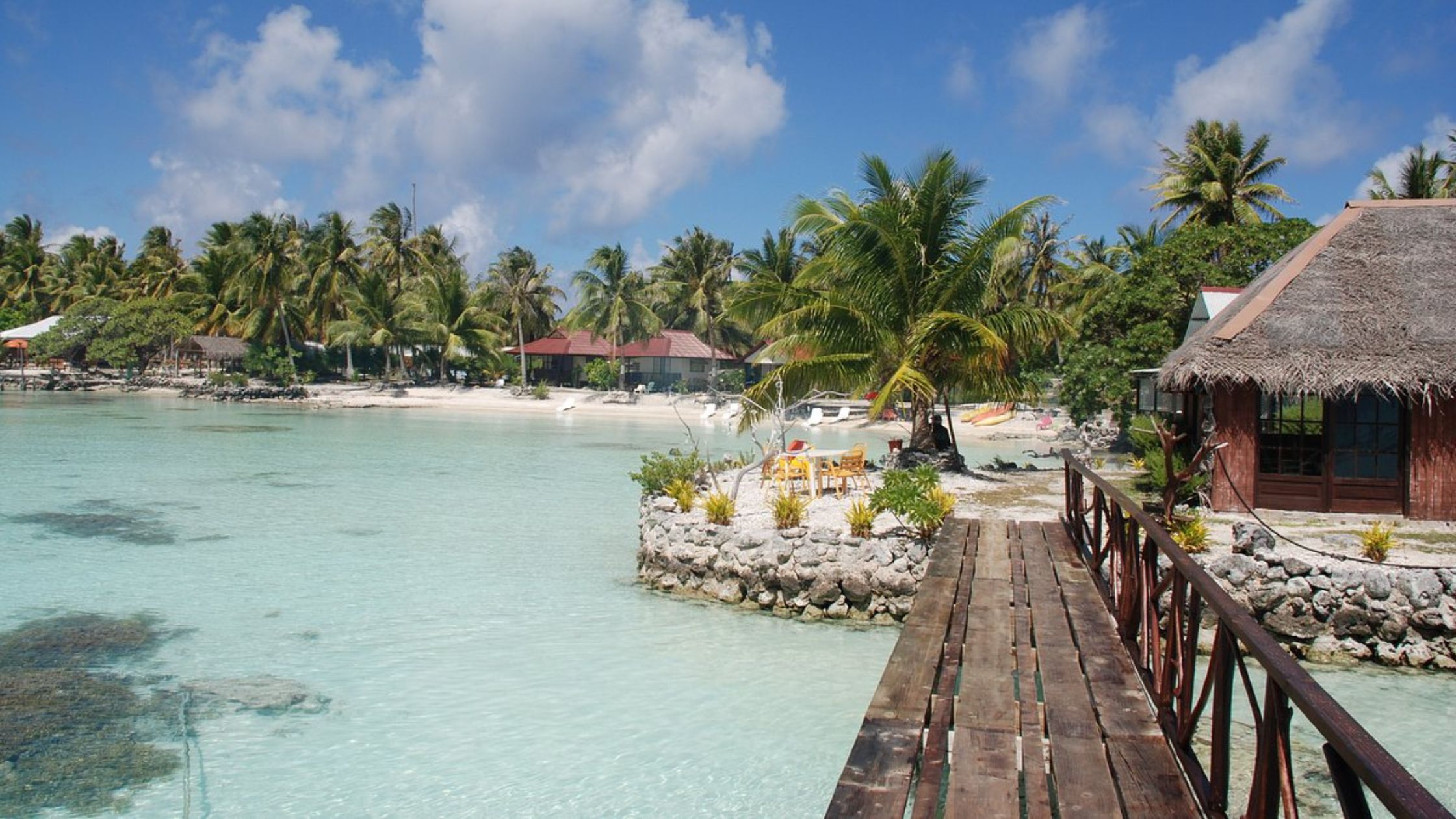 Beachfront bungalows and guesthouses on Fakarava Island.