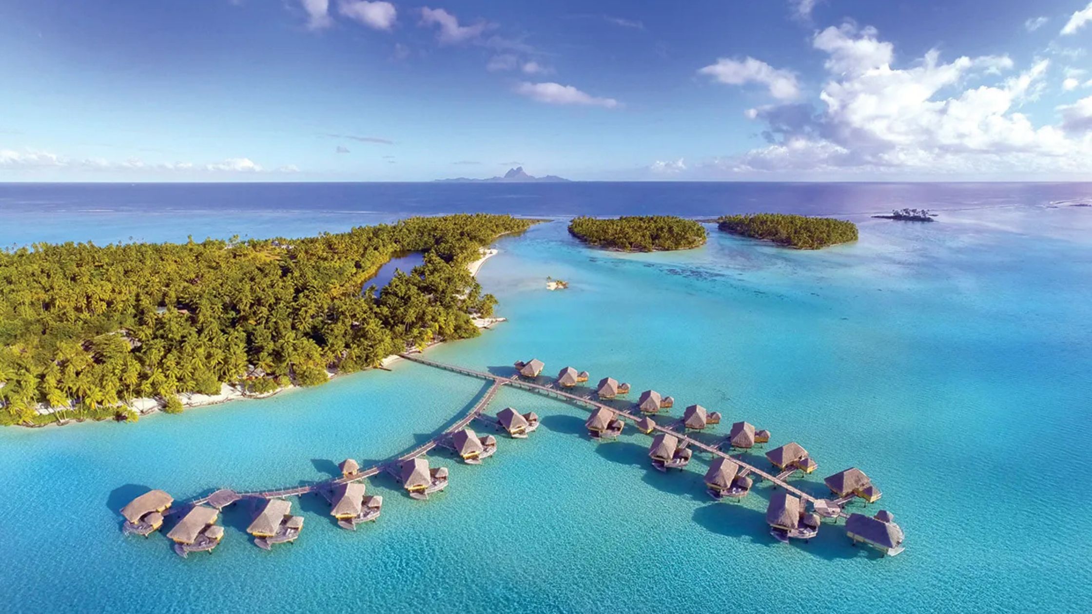 Tropical coastline of Tahiti with turquoise waters in French Polynesia.