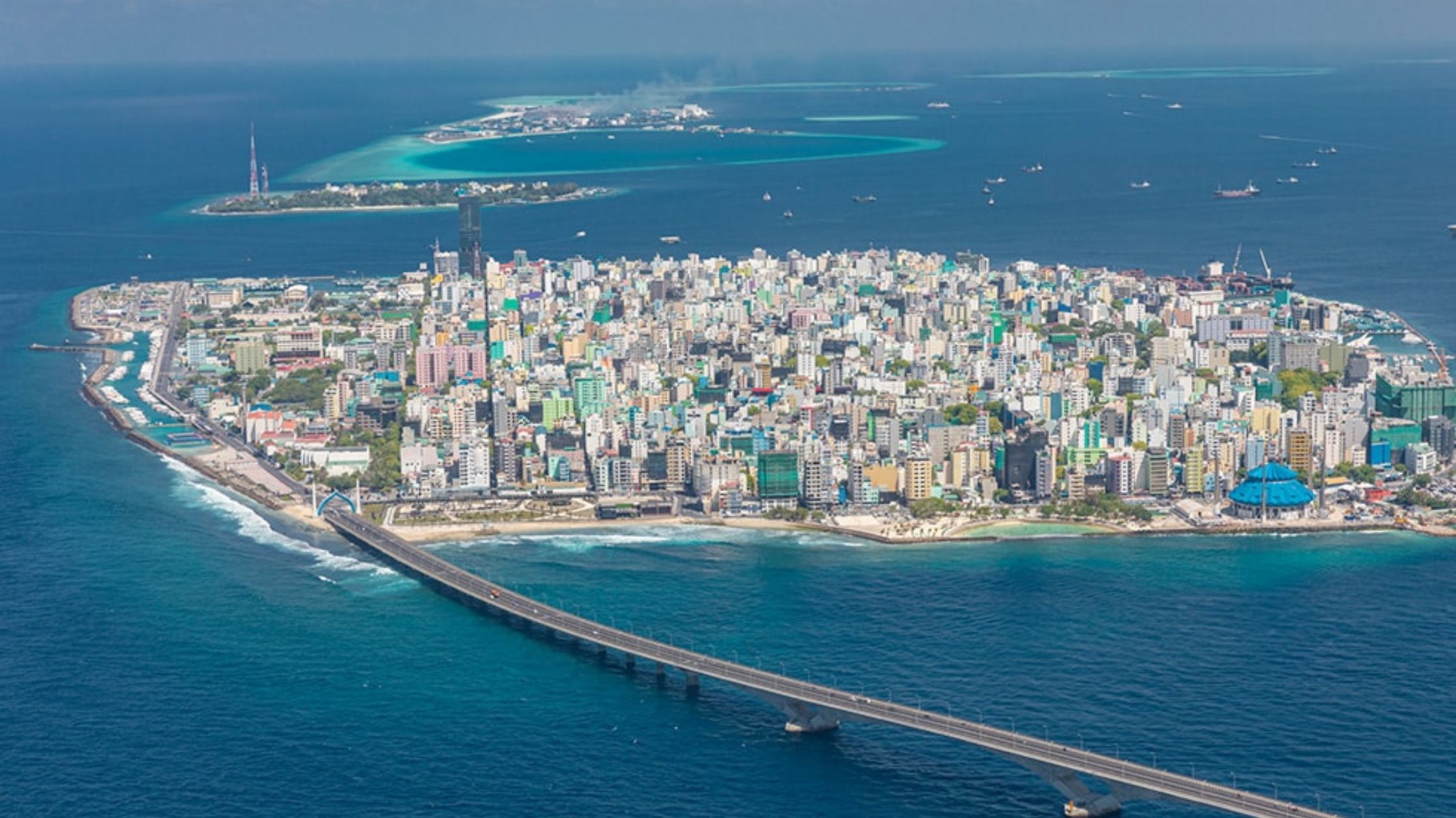 Aerial view of Malé City, capital of the Maldives